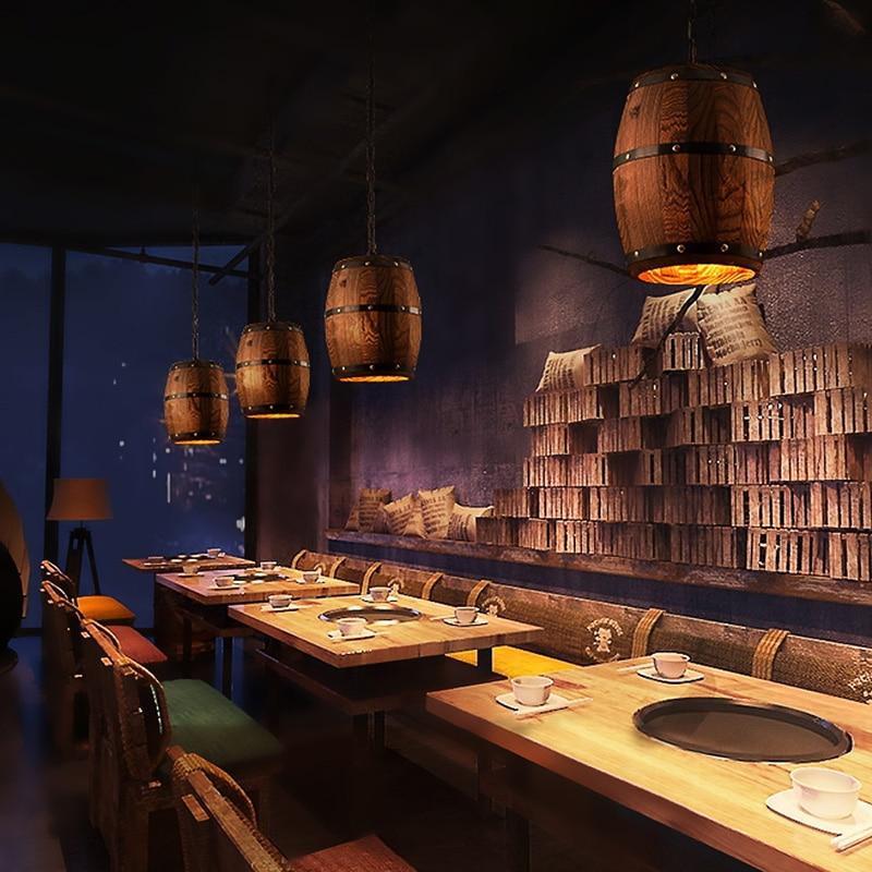 Erato - Hanging Wooden Wine Barrel Light
